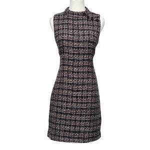 Monsoon Dress Womens Size 10 Purple‎ Black Tweed Sheath Sleeveless Lined New
